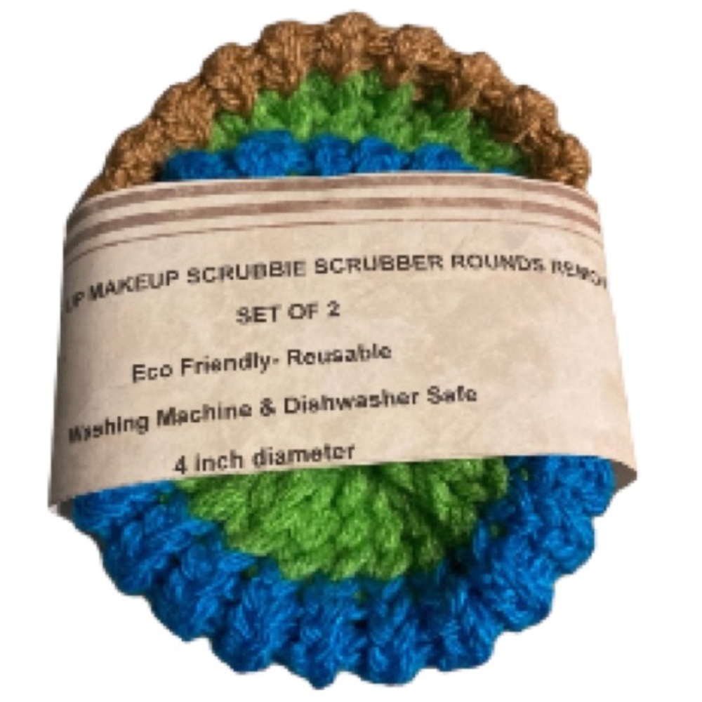 Face Make Up Makeup Scrubbie Scrubber Rounds Remover Colorful Flower Set of 2